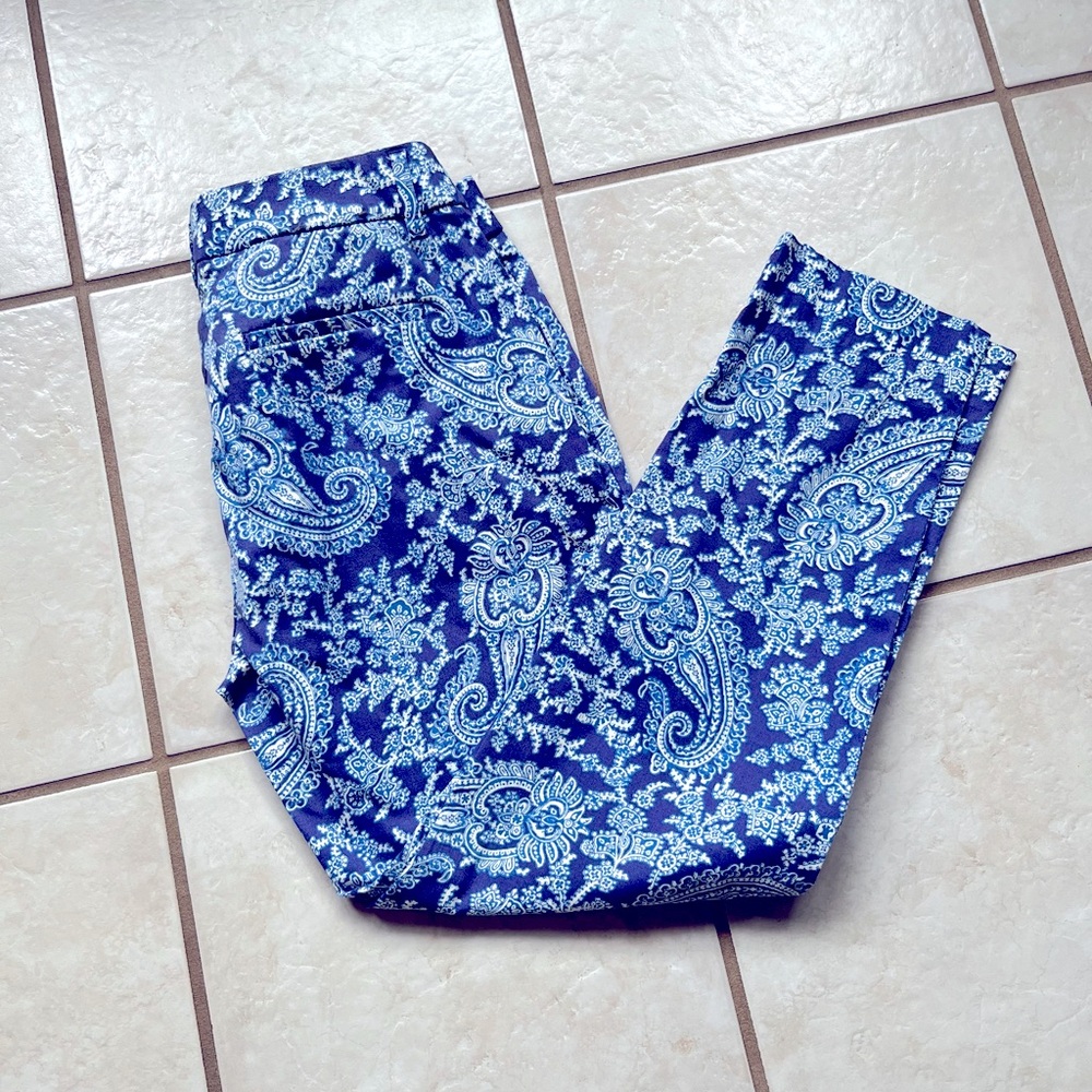 J. Crew Cotton Paisley straight-leg pants